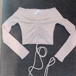 Sadie & Sage Nude Pink Cinched Long Sleeve Crop